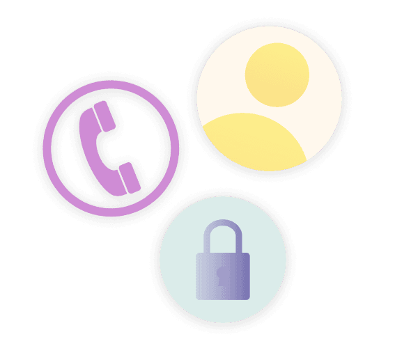 Privacy and security — phone, user, and lock icons